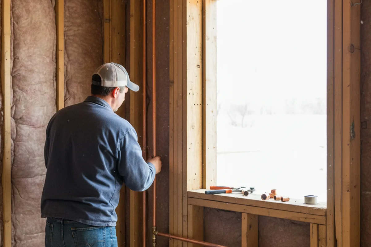 Licensed plumber running new copper supply lines in a Mapleton home